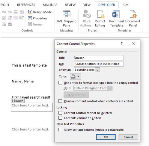 Create an Associated Document (multi-party agreement) - Adding a Content Control Tag